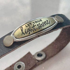 Let Your Light Shine Mixed Metal Brown Leather Bracelet